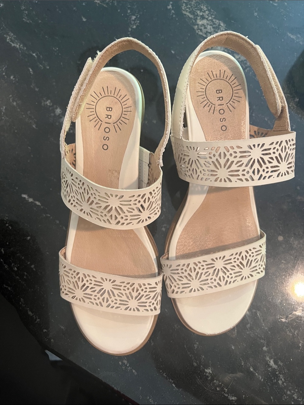 Brioso Cream Laser-Cut Slingback Sandals — Comfortable Everyday Style